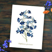 Elegant  Botanisch Blauw Bloemen Delphinium Briefkaart
