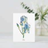 Elegant botanisch blauw Iris ventilator Briefkaart (Staand voorkant)