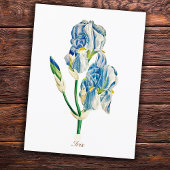 Elegant botanisch blauw Iris ventilator Briefkaart
