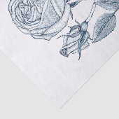 Elegant Botanisch Blauw Roos Tissuepapier (Detail)