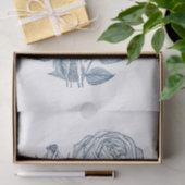 Elegant Botanisch Blauw Roos Tissuepapier (Geschenk)
