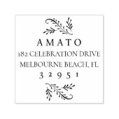 Elegant Botanisch Bloed Retouradres Zelfinktende Stempel (Design)