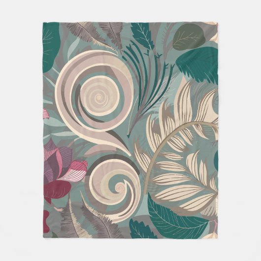 Elegant Botanisch Bloemen Patroon Fleece Deken (Voorkant)