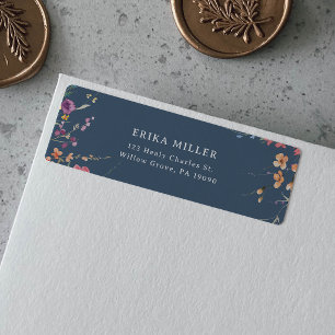 Elegant Botanisch Bloemend Huwelijksadres Retour  Etiket