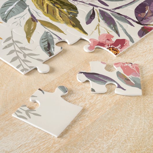Elegant  botanisch bloempatroon legpuzzel (Zijkant)