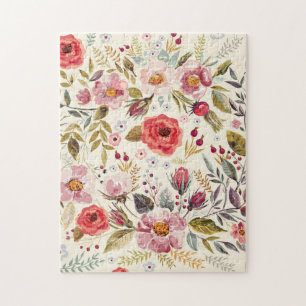 Elegant  botanisch bloempatroon legpuzzel