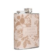 Elegant botanisch | Blush roze goudbloem Heupfles (Rechts)