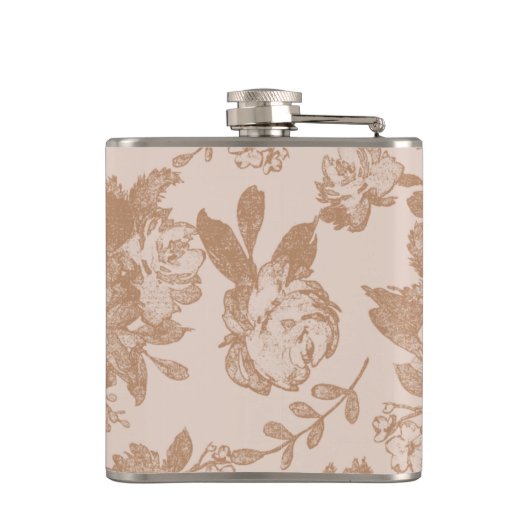 Elegant botanisch | Blush roze goudbloem Heupfles (Achterkant)