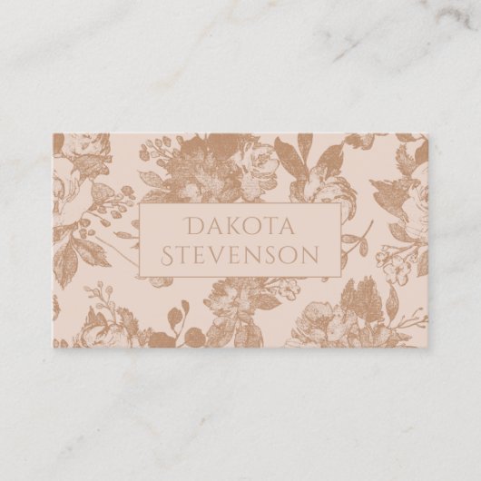 Elegant botanisch | Blush roze goudbloem Visitekaartje (Voorkant)