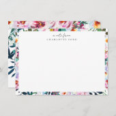 Elegant Botanisch Blush Roze Wit Bloemen Lijst Notitiekaartje (Voorkant / Achterkant)