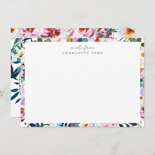 Elegant Botanisch Blush Roze Wit Bloemen Lijst Notitiekaartje (Voorkant / Achterkant)
