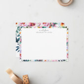 Elegant Botanisch Blush Roze Wit Bloemen Lijst Notitiekaartje (Voorkant / Achterkant in situ)