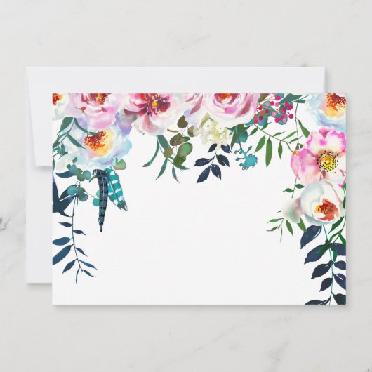 Elegant Botanisch Blush Roze Wit Bloemen Lijst Notitiekaartje (Achterkant)