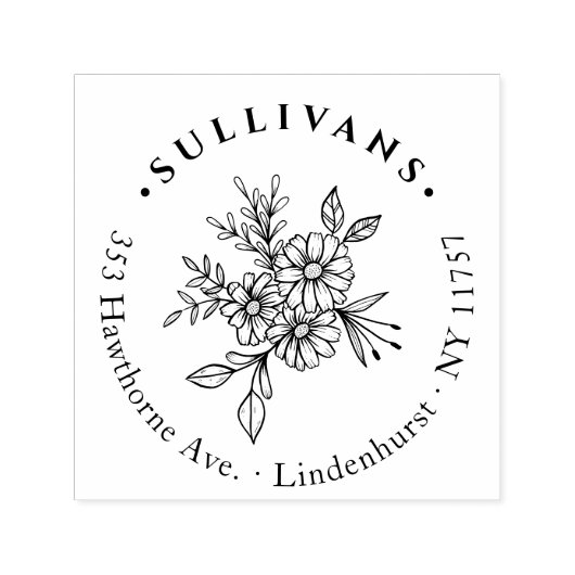 Elegant Botanisch Boeket Aangepast retouradres Zelfinktende Stempel (Design)