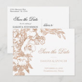 Elegant Botanisch | Copper Roos Gold Evenementdatu Aankondigingskaart (Voorkant / Achterkant)