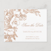 Elegant Botanisch | Copper Roos Gold Evenementdatu Aankondigingskaart (Voorkant)