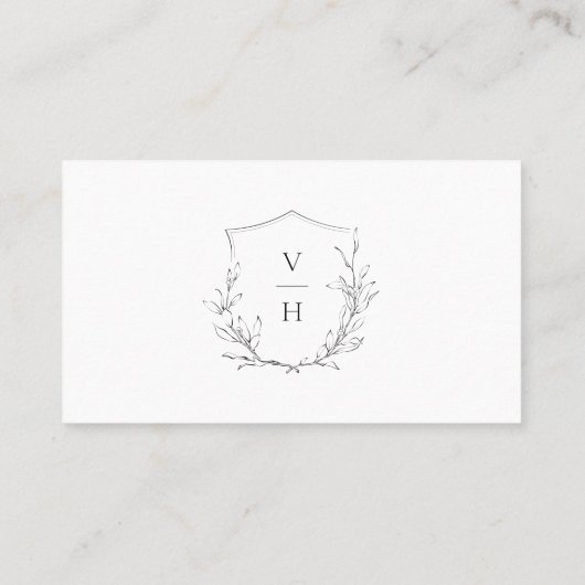 Elegant botanisch crest monogram bridale Register Plaatskaartje (Achterkant)