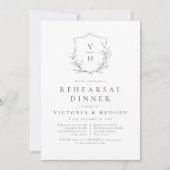 Elegant botanisch crest monogram repetitief diner kaart (Voorkant)