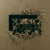 Elegant Botanisch | Donkergroen en gouden bloemen Visitekaartje