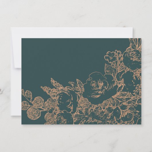 Elegant botanisch | Donkergroen en koperhuwelijk Kaart (Achterkant)