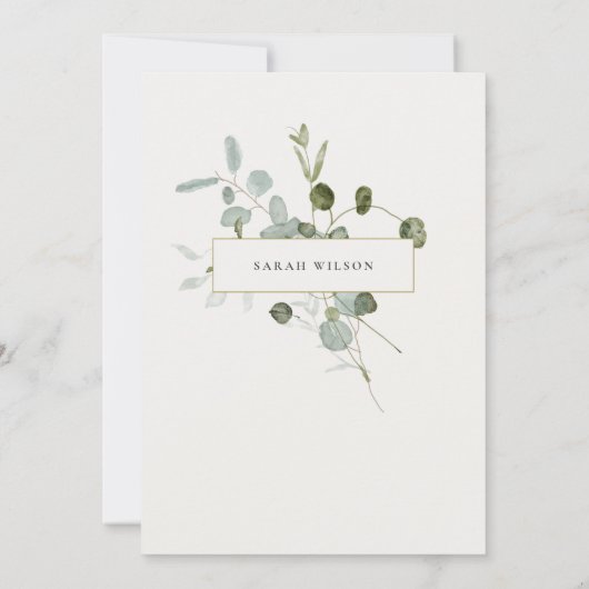 Elegant botanisch Eucalyptus, Baby shower Kaart (Achterkant)