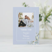 Elegant botanisch Eucalyptus Greenery Blue Bedankkaart (Staand voorkant)