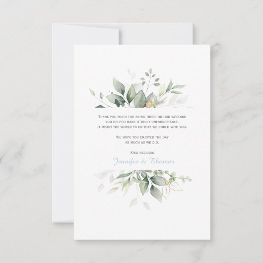 Elegant botanisch Eucalyptus Greenery Blue Bedankkaart (Achterkant)