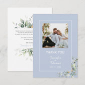 Elegant botanisch Eucalyptus Greenery Blue Bedankkaart (Voorkant / Achterkant)