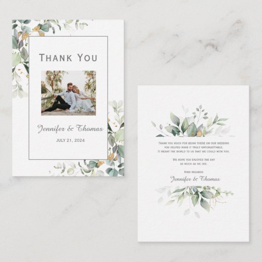 Elegant botanisch Eucalyptus Greenery Dank je wel Notitiekaartje (Voorkant / Achterkant)