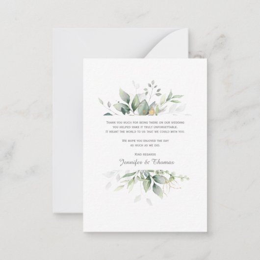 Elegant botanisch Eucalyptus Greenery Dank je wel Notitiekaartje (Achterkant)