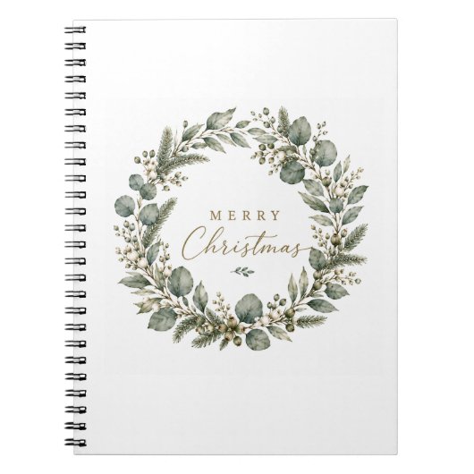 Elegant Botanisch Eucalyptus Kerst Notitieboek (Voorkant)
