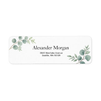 Elegant botanisch eucalyptus retouradreslabel etiket