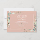 Elegant botanisch Eucalyptus Roos Kleur Save The Date (Voorkant)