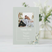 Elegant botanisch Eucalyptusgroen Succulent Bedankkaart (Staand voorkant)