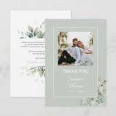 Elegant botanisch Eucalyptusgroen Succulent Bedankkaart (Voorkant / Achterkant)