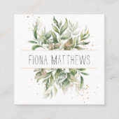 Elegant botanisch Eucalyptusgroen Succulent Vierkante Visitekaartje (Voorkant)
