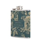 Elegant botanisch | Forest Green Sepia Gold Floral Heupfles (Links)