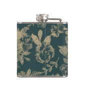 Elegant botanisch | Forest Green Sepia Gold Floral Heupfles (Achterkant)