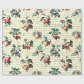 Elegant Botanisch  Fruit Beige Script Cadeaupapier (Vlak)