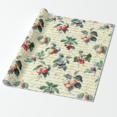 Elegant Botanisch Fruit Beige Script Cadeaupapier (Uitgerold)