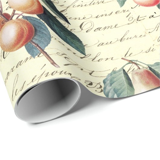 Elegant Botanisch Fruit Beige Script Cadeaupapier (Rol Hoek)