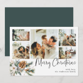 Elegant Botanisch gebladerte Multi Foto Kerstmis Feestdagenkaart (Voorkant / Achterkant)