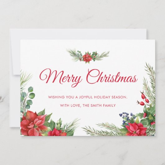 Elegant Botanisch gebladerte Vrolijk Kerstfeest Feestdagenkaart (Voorkant)