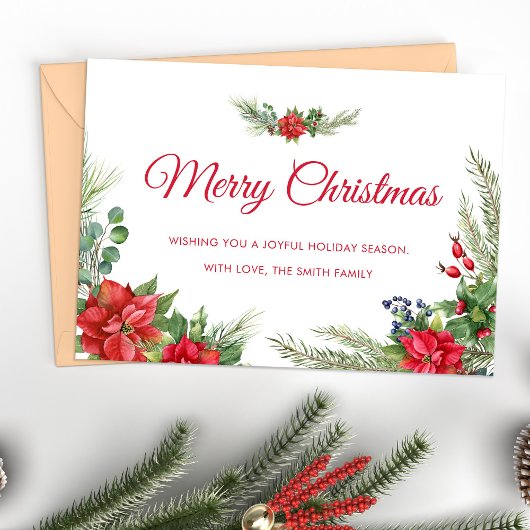 Elegant Botanisch gebladerte Vrolijk Kerstfeest Feestdagenkaart