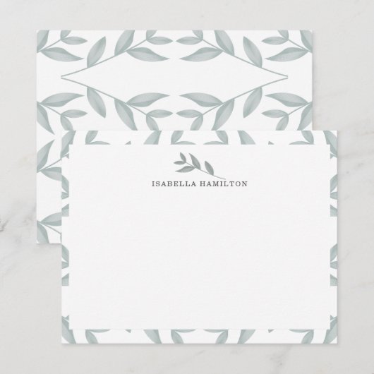 Elegant Botanisch Gepersonaliseerd Briefpapier Notitiekaartje (Voorkant / Achterkant)