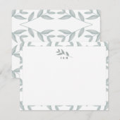 Elegant Botanisch Gepersonaliseerd Monogram Statio Notitiekaartje (Voorkant / Achterkant)