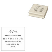 Elegant Botanisch Getrouwd Paar Retouradres Rubberstempel (Gestempeld)