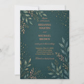 Elegant Botanisch Goud Teal Kaart (Voorkant)