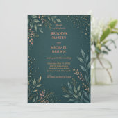 Elegant Botanisch Goud Teal Kaart (Staand voorkant)