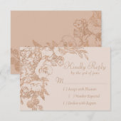 Elegant botanisch | Goud van koper Roos, geavancee RSVP Kaartje (Voorkant / Achterkant)